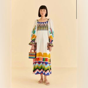 FARM Rio Colorful Forest Long Sleeve Maxi Dress